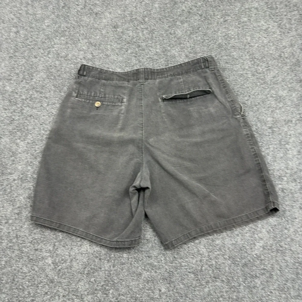 Vintage Baxter Shorts Mens 34 Grey Linen Cotton Pleated Casual Retro